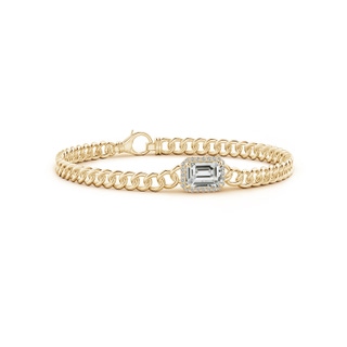 8x6mm KI3 Emerald-Cut Diamond Bracelet with Diamond Halo in 9K Yellow Gold