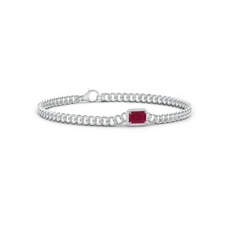 6x4mm A Emerald-Cut Ruby Bracelet with Diamond Halo in 10K White Gold