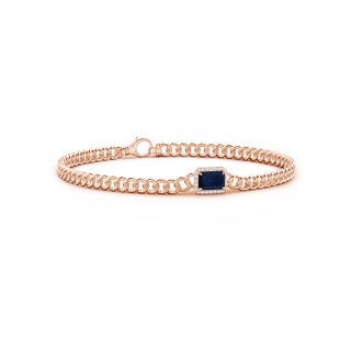 6x4mm AA Emerald-Cut Sapphire Bracelet with Diamond Halo in Rose Gold