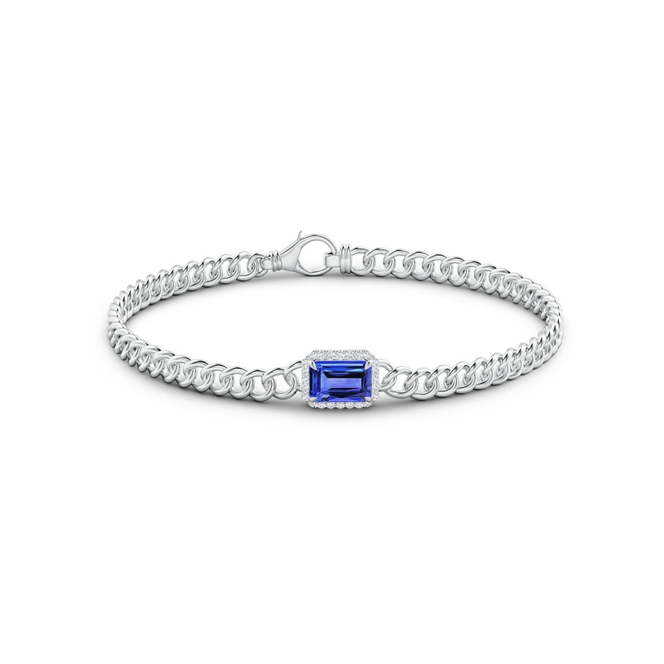 7x5mm AAA Emerald-Cut Tanzanite Bracelet with Diamond Halo in White Gold side 1