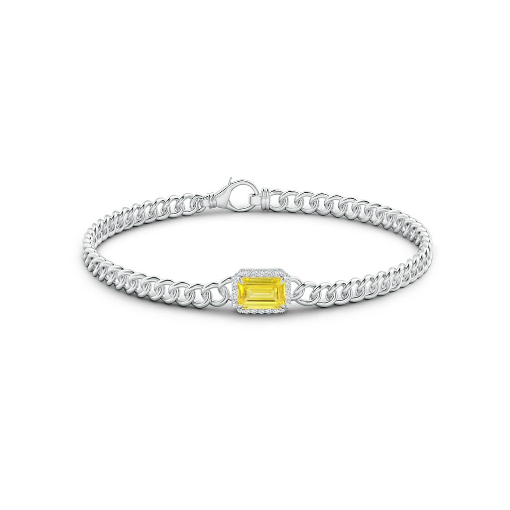 7x5mm AAAA Emerald-Cut Fancy Intense Yellow Diamond Bracelet with Halo in White Gold - side 199