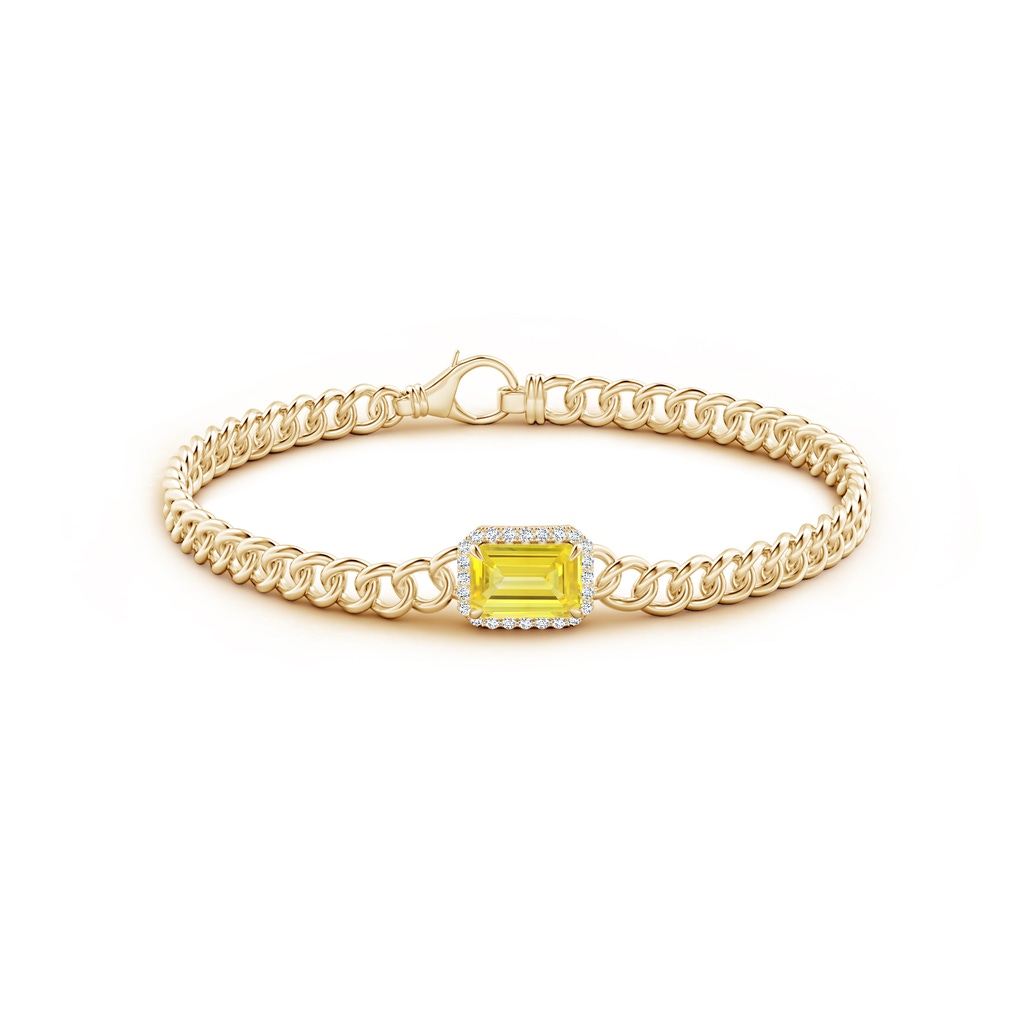 8x6mm AAAA Emerald-Cut Fancy Intense Yellow Diamond Bracelet with Halo in Yellow Gold - side 199
