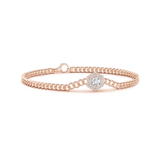 4.4mm GVS2 Round Diamond Bracelet with Hexagonal Double Halo in Rose Gold