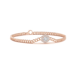 4.4mm HSI2 Round Diamond Bracelet with Hexagonal Double Halo in Rose Gold