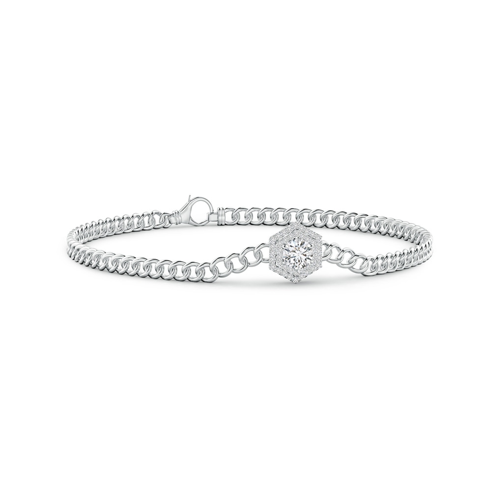 4.4mm HSI2 Round Diamond Bracelet with Hexagonal Double Halo in White Gold