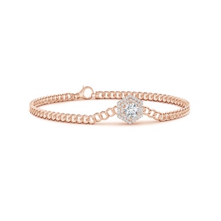 5mm GVS2 Round Diamond Bracelet with Hexagonal Double Halo in Rose Gold