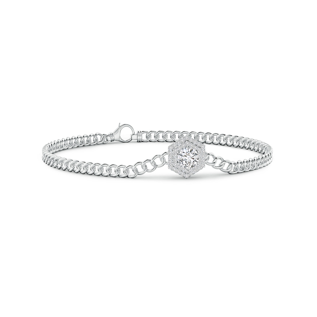 5mm HSI2 Round Diamond Bracelet with Hexagonal Double Halo in White Gold