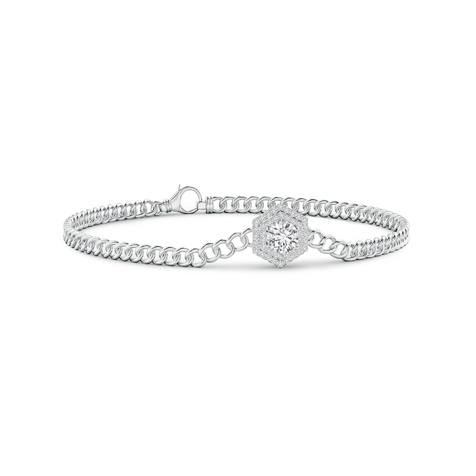 5mm HSI2 Round Diamond Bracelet with Hexagonal Double Halo in White Gold 