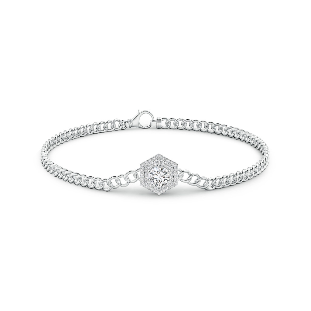 5mm HSI2 Round Diamond Bracelet with Hexagonal Double Halo in White Gold Side 1