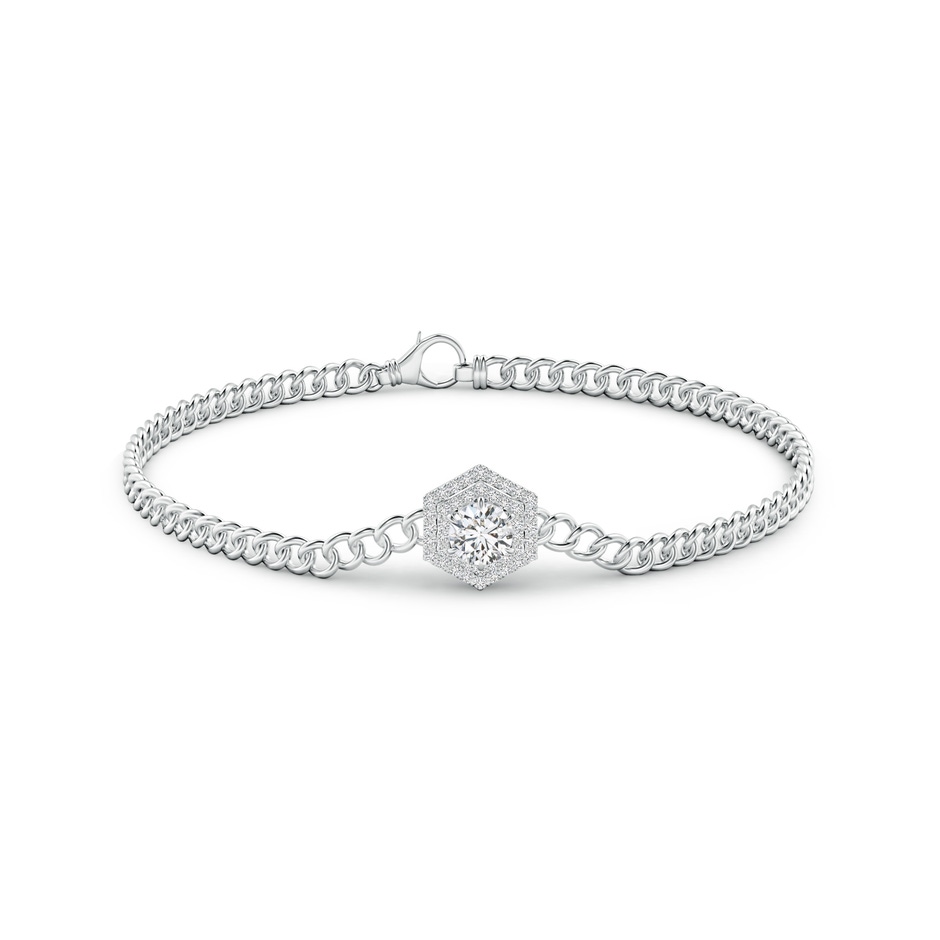 5mm HSI2 Round Diamond Bracelet with Hexagonal Double Halo in White Gold side 1