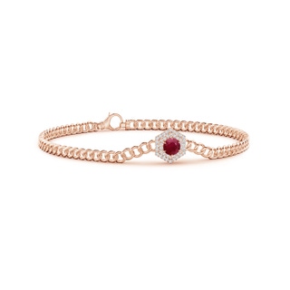 4.5mm A Round Ruby Bracelet with Hexagonal Double Halo in Rose Gold