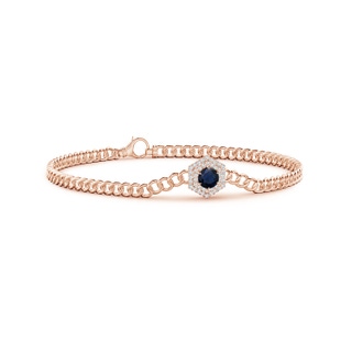 4.5mm A Round Sapphire Bracelet with Hexagonal Double Halo in Rose Gold