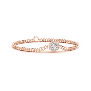 5mm HSI2 Round Diamond Bracelet with Hexagonal Halo in Rose Gold