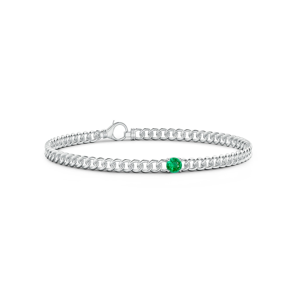 4mm AAA Solitaire Round Emerald Bracelet in White Gold