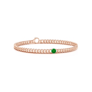 4mm AAAA Solitaire Round Emerald Bracelet in Rose Gold