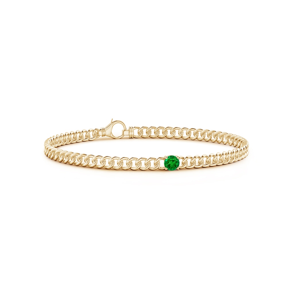 4mm AAAA Solitaire Round Emerald Bracelet in Yellow Gold