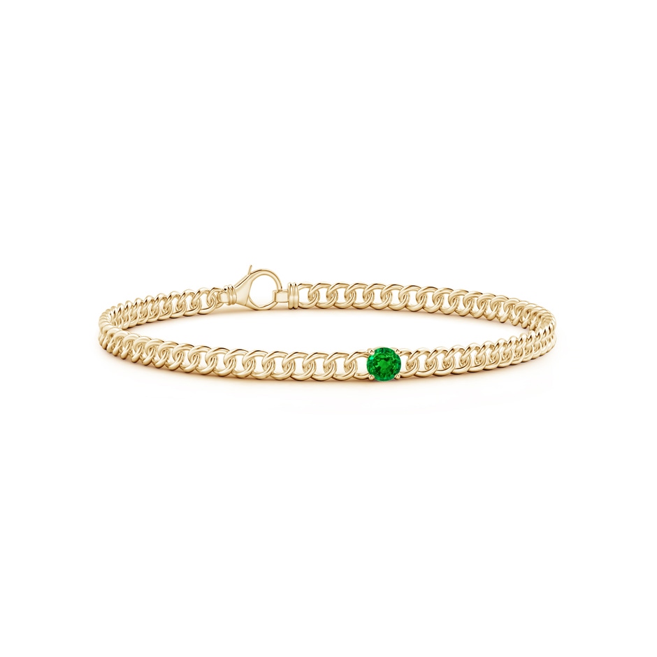 4mm AAAA Solitaire Round Emerald Bracelet in Yellow Gold 