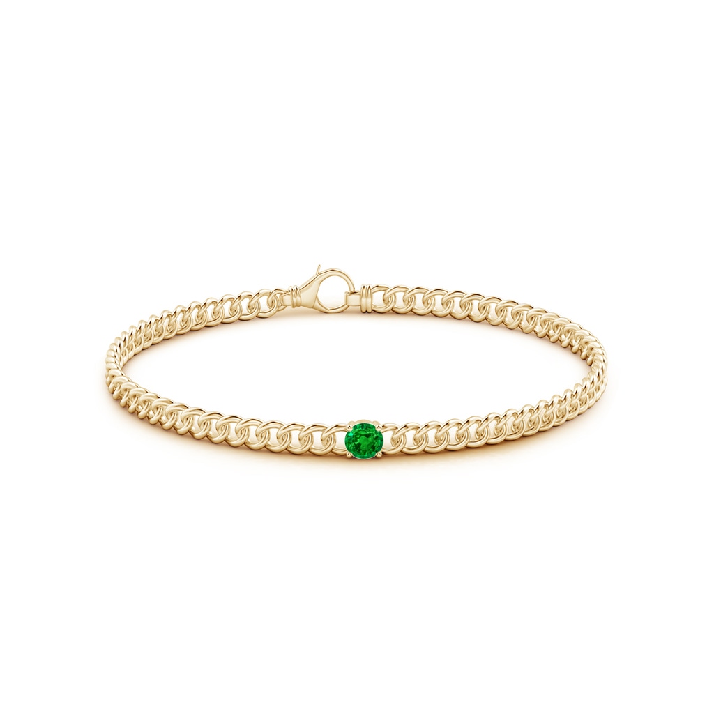4mm AAAA Solitaire Round Emerald Bracelet in Yellow Gold Side-1