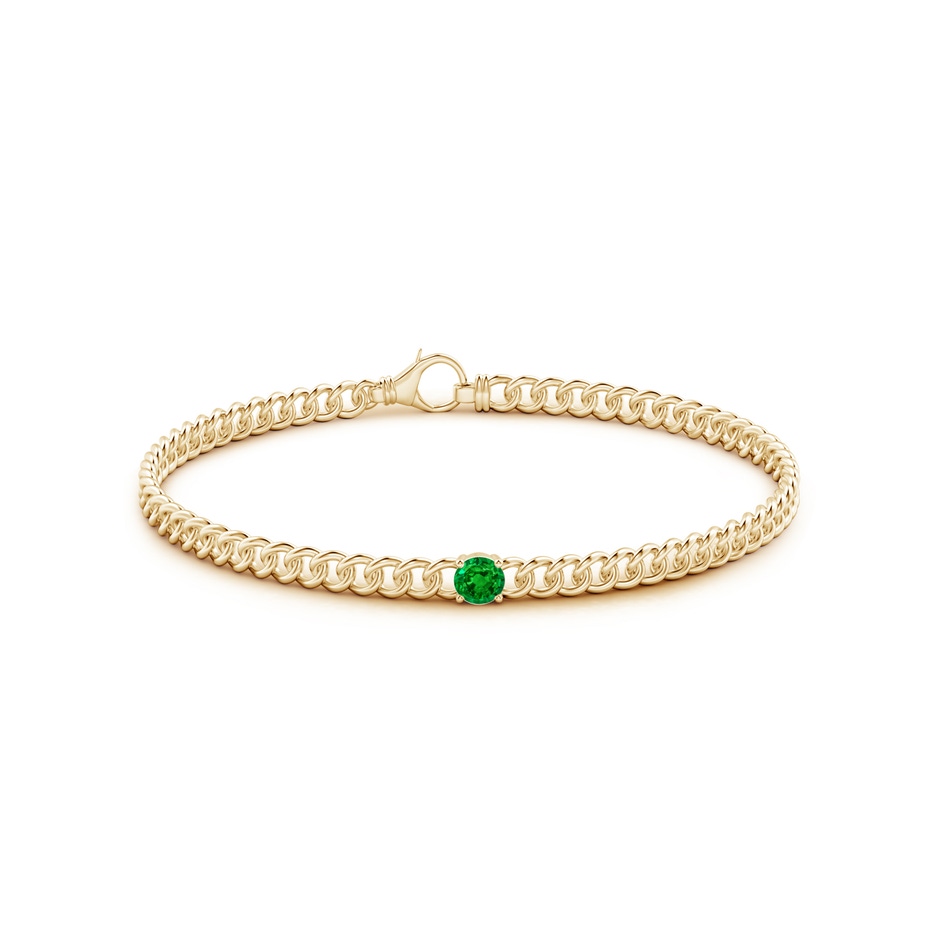 4mm AAAA Solitaire Round Emerald Bracelet in Yellow Gold side-1