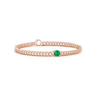 5mm AAA Solitaire Round Emerald Bracelet in Rose Gold