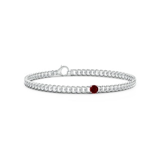 4mm AAAA Solitaire Round Ruby Bracelet in White Gold