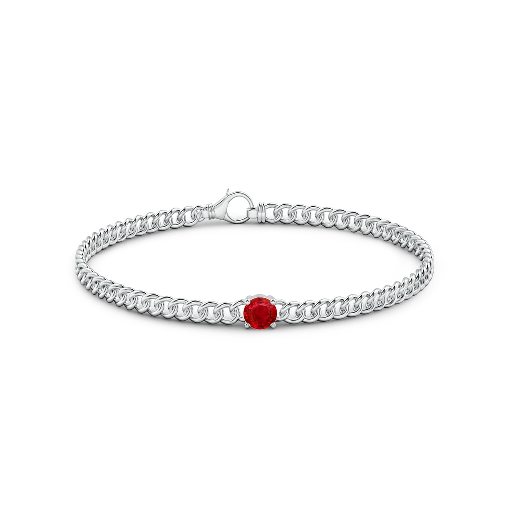 5mm AAA Solitaire Round Ruby Bracelet in White Gold Side-1
