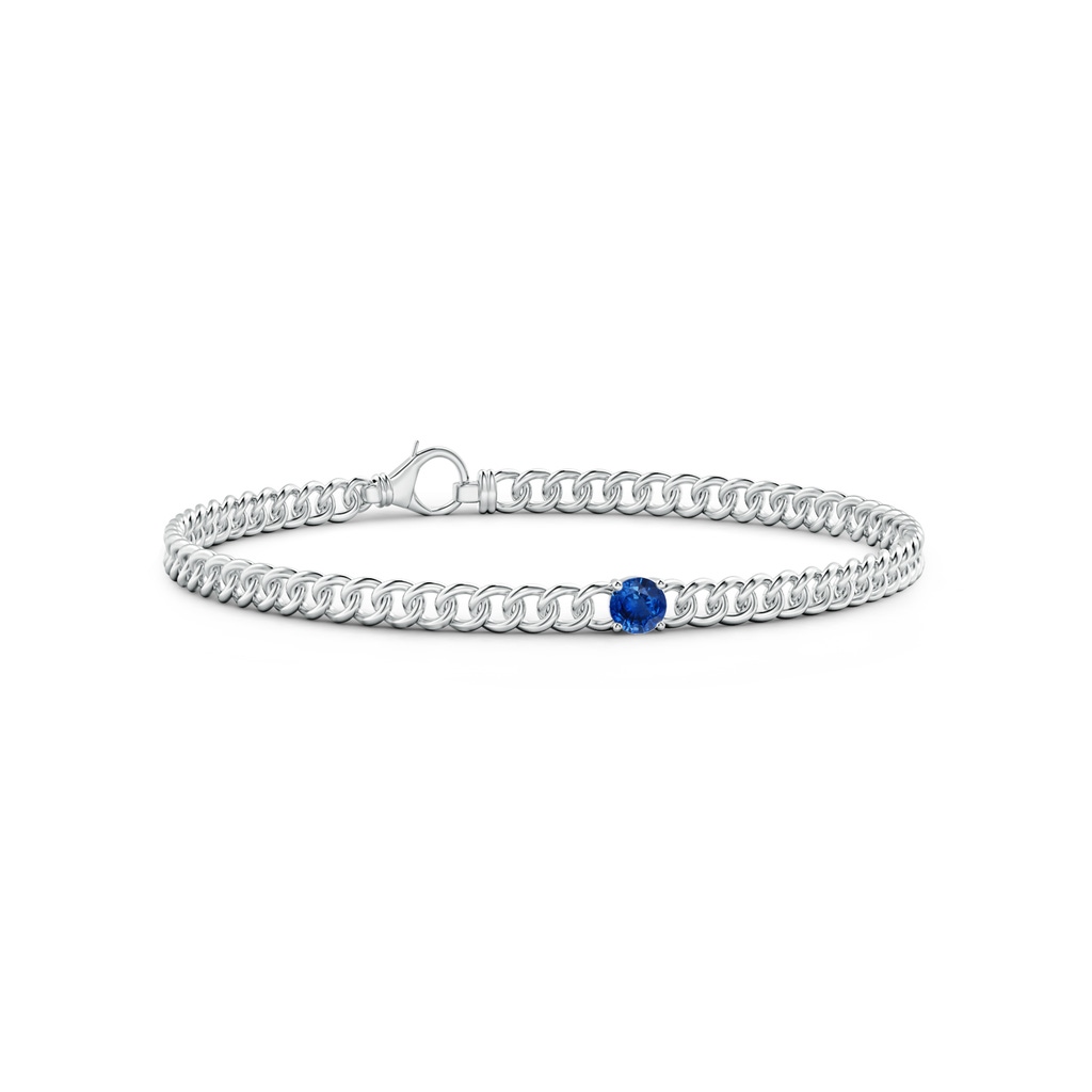 4mm AAA Solitaire Round Sapphire Bracelet in White Gold