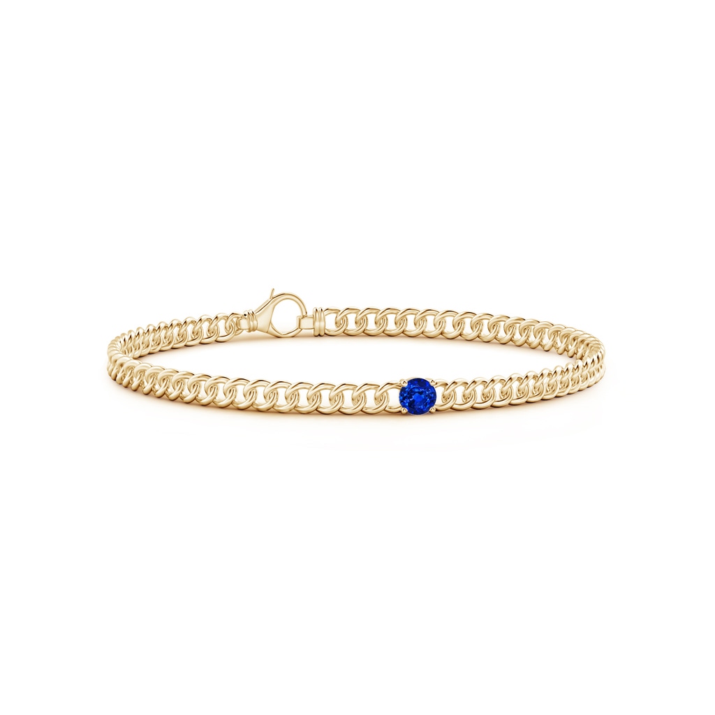 4mm AAAA Solitaire Round Sapphire Bracelet in Yellow Gold