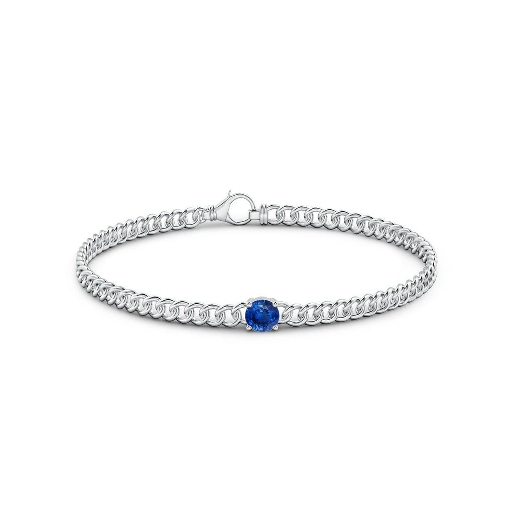 5mm AAA Solitaire Round Sapphire Bracelet in White Gold Side-1
