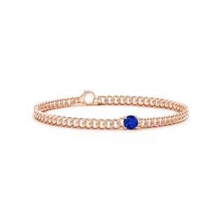 5mm AAAA Solitaire Round Sapphire Bracelet in Rose Gold