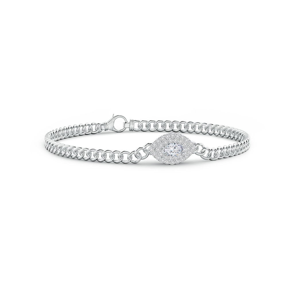 6x3mm HSI2 East West Marquise Diamond Double Halo Bracelet in White Gold