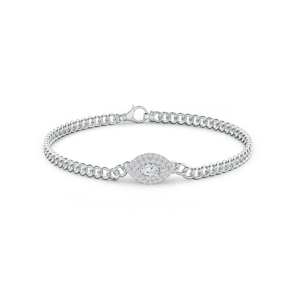6x3mm HSI2 East West Marquise Diamond Double Halo Bracelet in White Gold Side 1