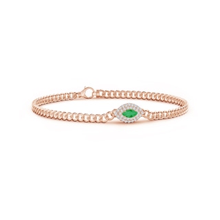 5x2.5mm A East West Marquise Emerald Double Halo Bracelet in Rose Gold