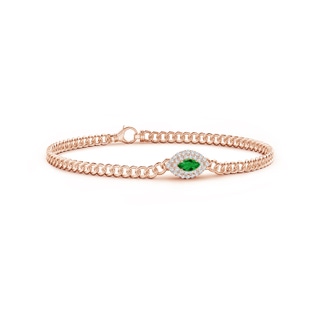 5x2.5mm AAA East West Marquise Emerald Double Halo Bracelet in Rose Gold