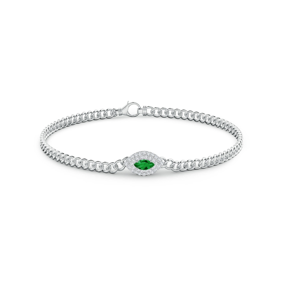 5x2.5mm AAA East West Marquise Emerald Double Halo Bracelet in White Gold side 1