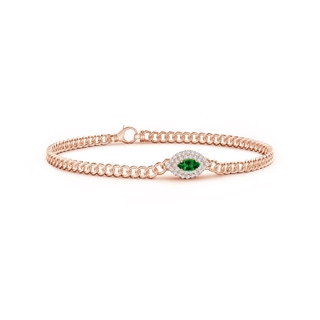 5x2.5mm AAAA East West Marquise Emerald Double Halo Bracelet in Rose Gold