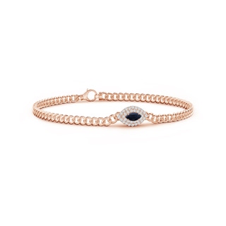 5x2.5mm A East West Marquise Sapphire Double Halo Bracelet in Rose Gold