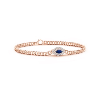 5x2.5mm AA East West Marquise Sapphire Double Halo Bracelet in Rose Gold
