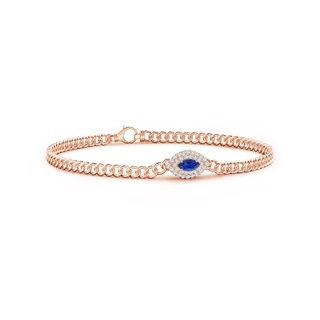 5x2.5mm AAA East West Marquise Sapphire Double Halo Bracelet in Rose Gold