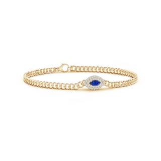 5x2.5mm AAA East West Marquise Sapphire Double Halo Bracelet in Yellow Gold