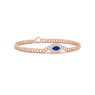 6x3mm AAAA East West Marquise Sapphire Double Halo Bracelet in Rose Gold