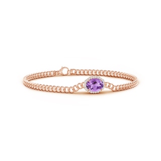 8x6mm A Oval Amethyst Bracelet with Octagonal Halo in Rose Gold