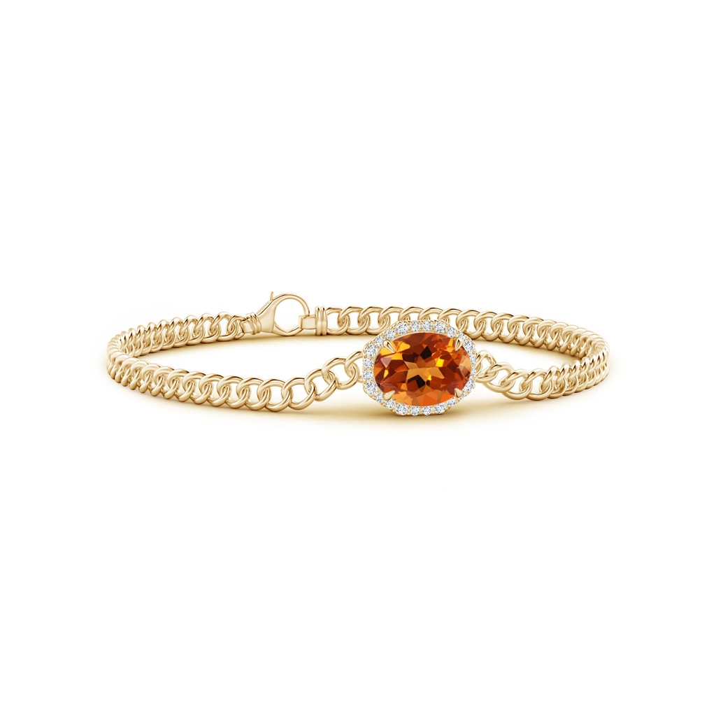 10x8mm AAAA Oval Citrine Bracelet with Octagonal Halo in Yellow Gold