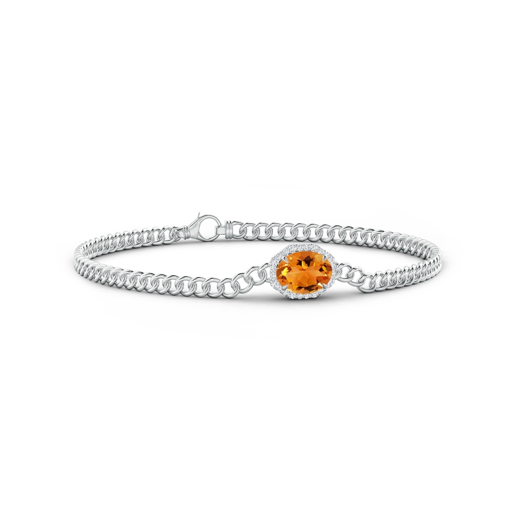 8x6mm AAA Oval Citrine Bracelet with Octagonal Halo in White Gold