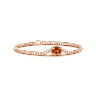 8x6mm AAAA Oval Citrine Bracelet with Octagonal Halo in Rose Gold