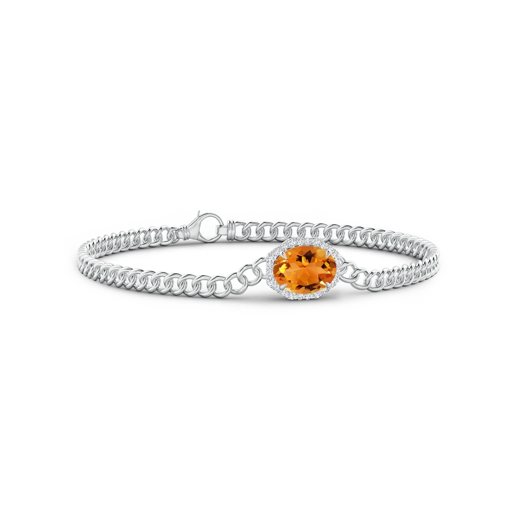 9x7mm AAA Oval Citrine Bracelet with Octagonal Halo in White Gold