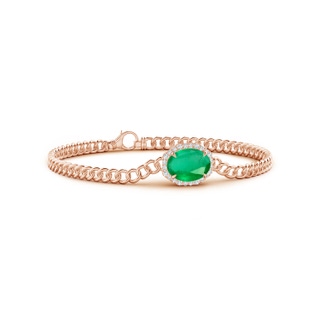 10x8mm A Oval Emerald Bracelet with Octagonal Halo in Rose Gold