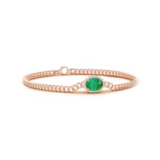 8x6mm AA Oval Emerald Bracelet with Octagonal Halo in Rose Gold