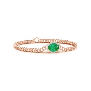 9x7mm AA Oval Emerald Bracelet with Octagonal Halo in Rose Gold