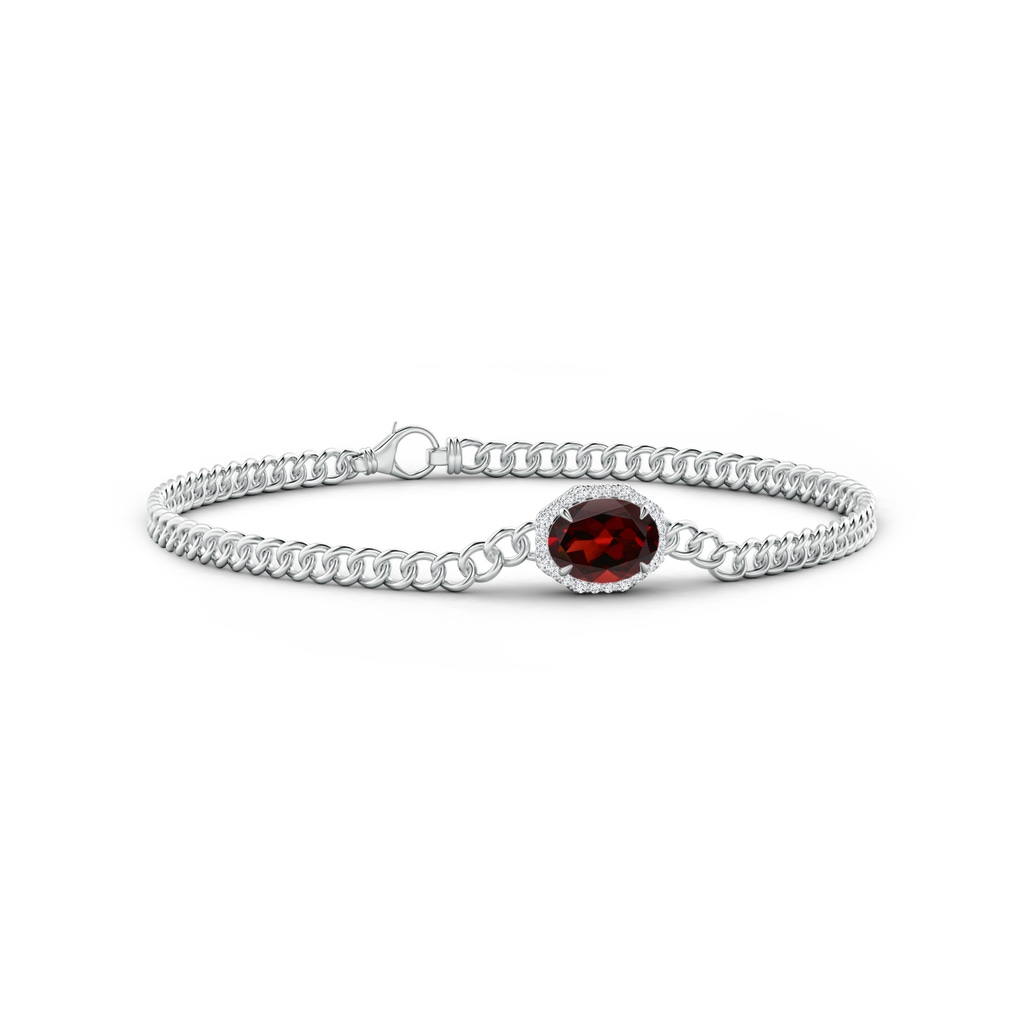 8x6mm AAA Oval Garnet Bracelet with Octagonal Halo in White Gold